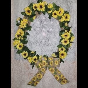 18" Grapevine Wreath with Sunflowers Handmade